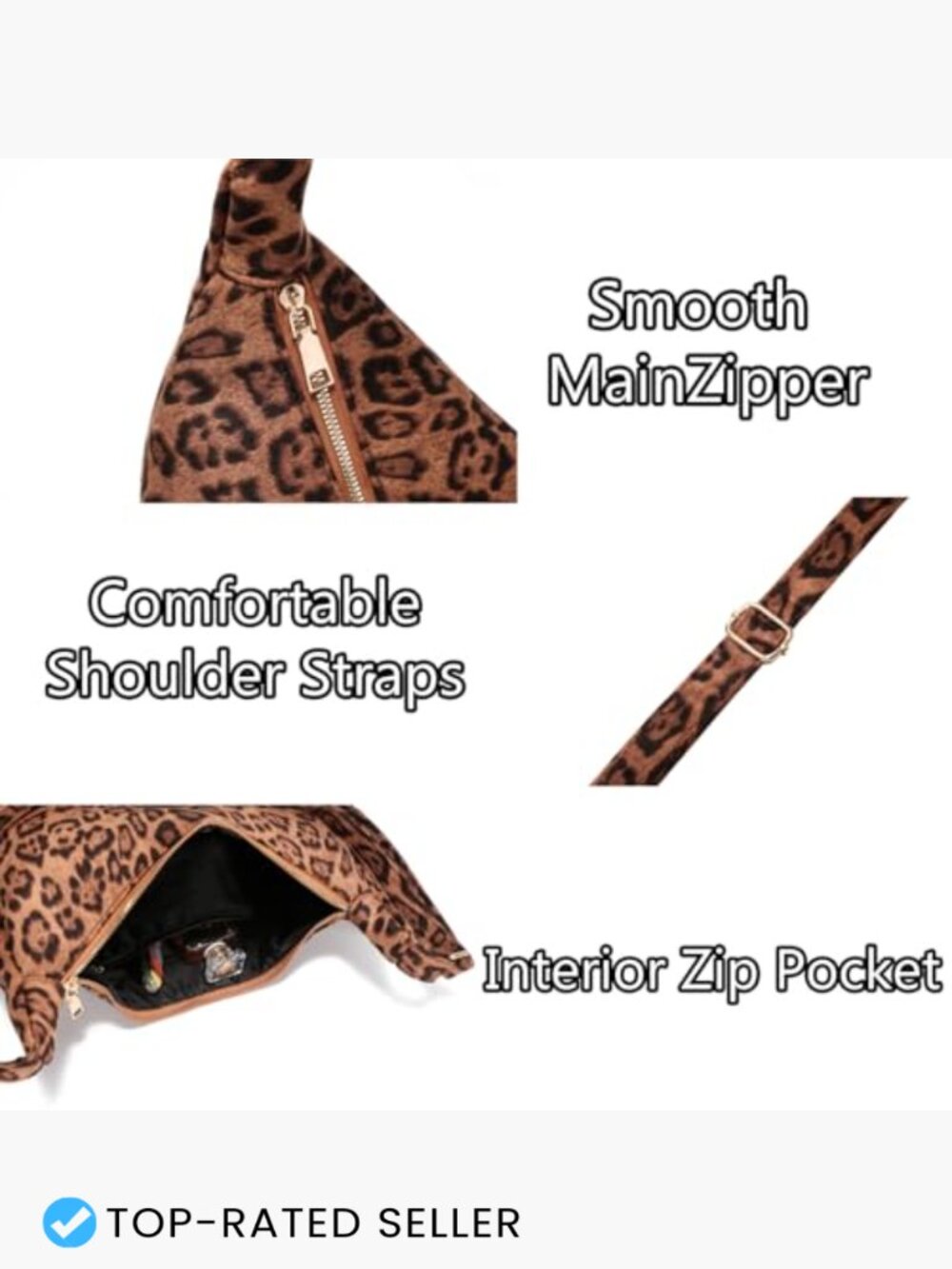 Vegan Leather Crossbody Hobo Bag Foldable Slouchy Shoulder Purse Adjustable - Picture 5 of 7